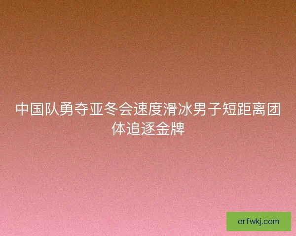 中国队勇夺亚冬会速度滑冰男子短距离团体追逐金牌